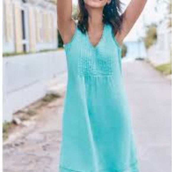Boden Linen Sleeveless Summer Dress Aqua Blue Size 4L - Picture 1 of 10